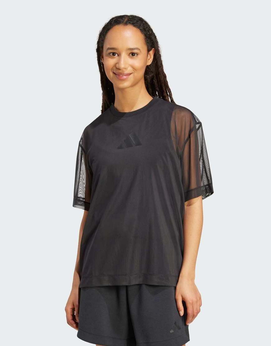 adidas Performance - Soft Lux - T-Shirt aus Netzstoff in Schwarz von adidas performance