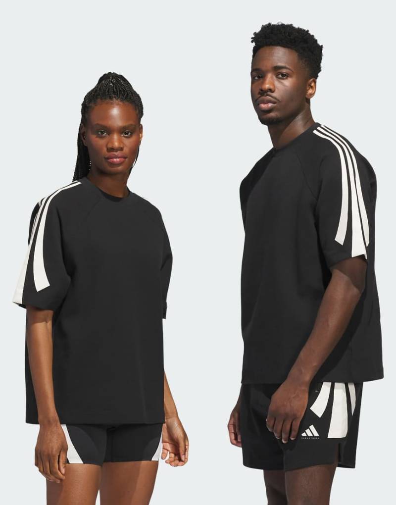 adidas Performance - Spacer - Kurzärmliges Unisex-Basketball-Sweatshirt in Schwarz von adidas performance