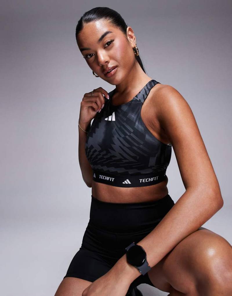 adidas Performance - Sport-BH in Schwarz mit Print und mittlerer Stützfunktion von adidas performance
