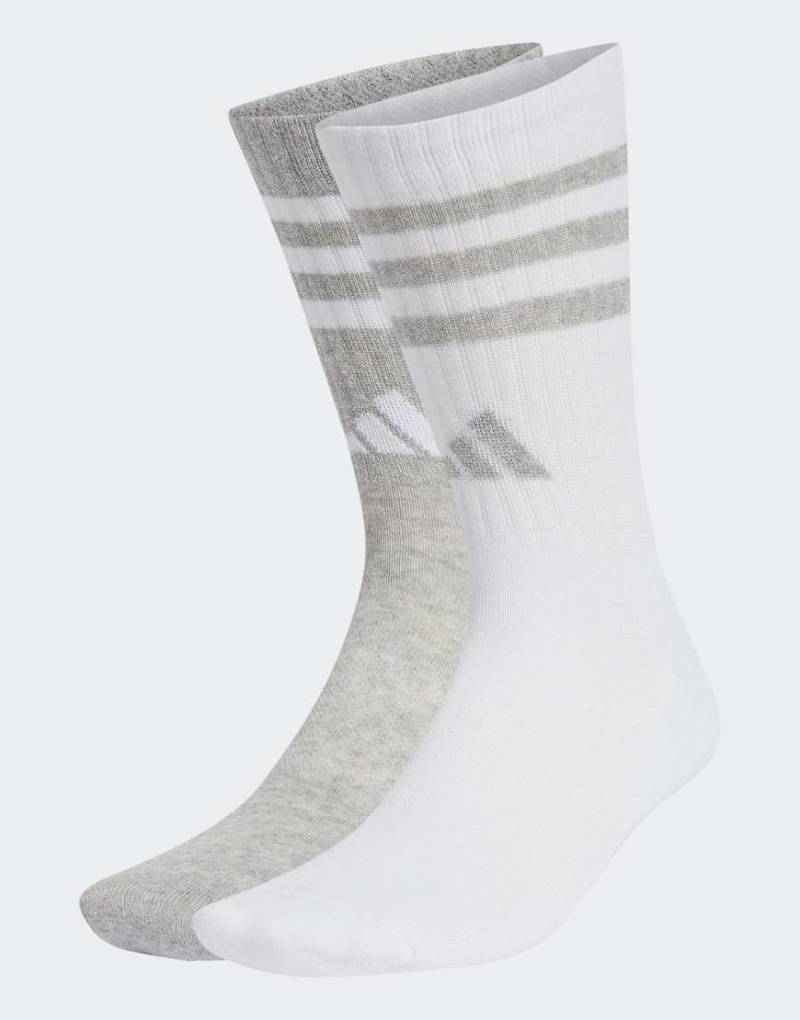 adidas Performance - Sportbekleidung - 2er-Pack gepolsterte Glam-Crew-Socken in Weiß und Mgh Solid Grey von adidas performance