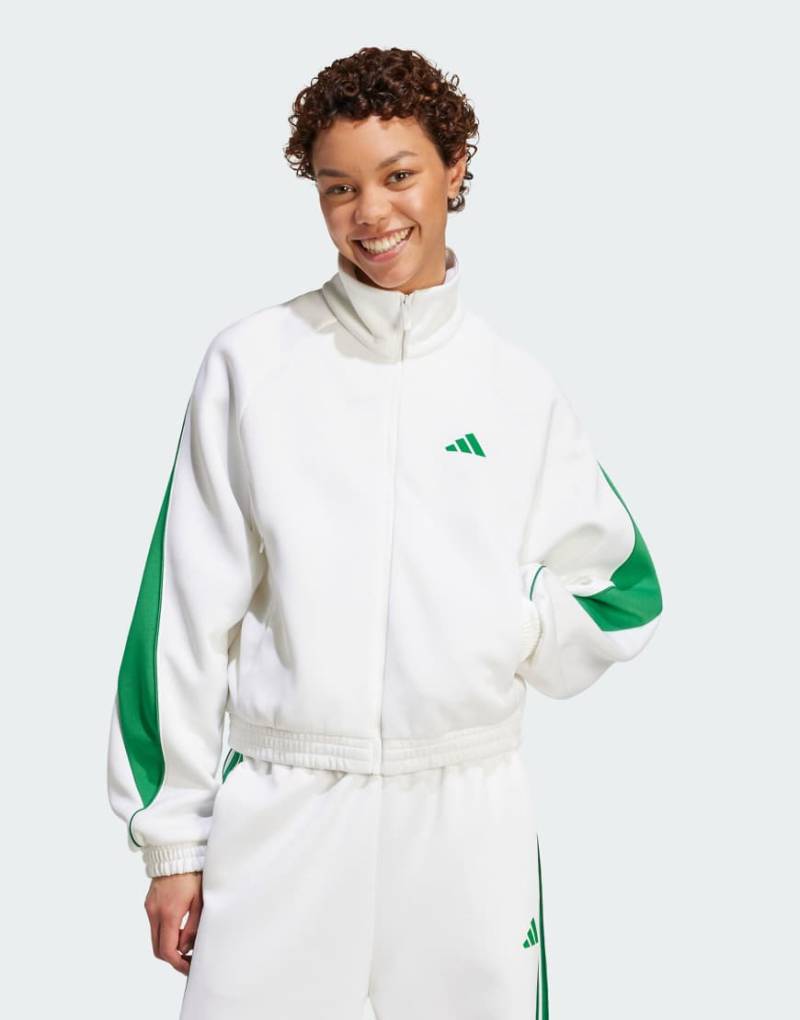 adidas Performance - Stadium - Trainingsjacke in Weiß/Grün von adidas performance