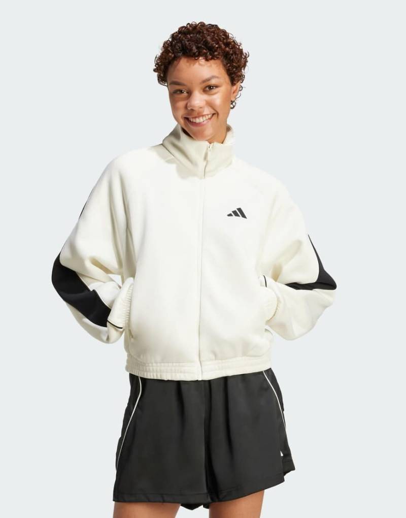 adidas Performance - Stadium - Trainingsjacke in Wollweiß/Schwarz von adidas performance