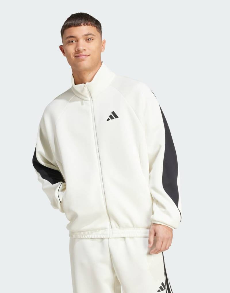adidas Performance - Stadium - Trainingsjacke in Wollweiß/Schwarz von adidas performance
