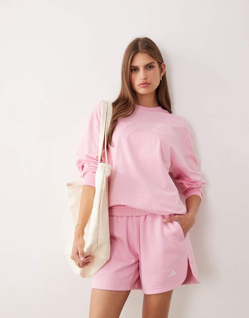 adidas Performance - Studios - Langärmliges Oberteil in Rosa mit den drei Streifen von adidas performance