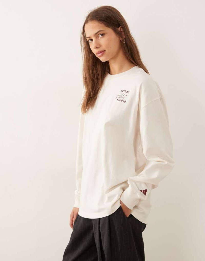 adidas Performance - Studios - Langärmliges Oberteil in Wollweiß mit den drei Streifen von adidas performance