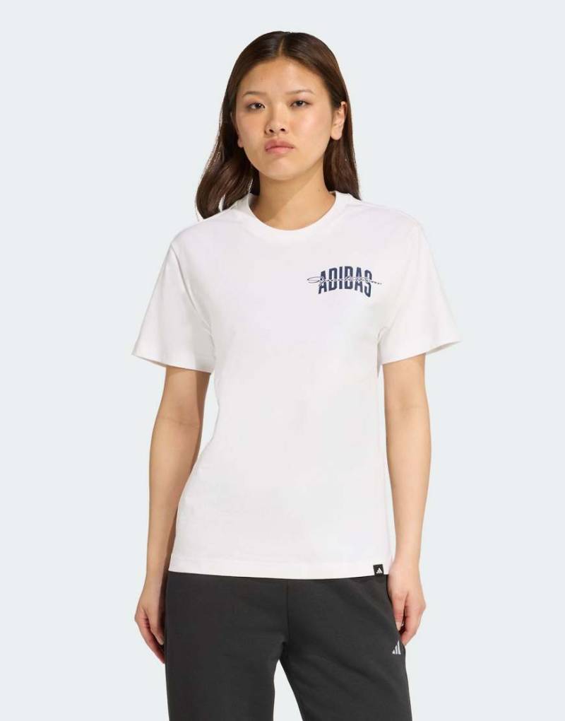 adidas Performance - T-Shirt in Weiß mit College-Print von adidas performance