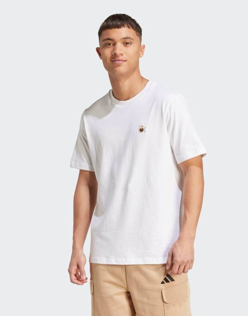 adidas Performance - T-Shirt in Weiß mit Hundereifen-Grafikaufnäher von adidas performance