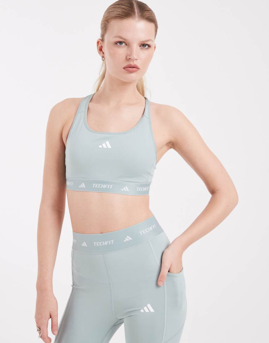 adidas Performance - Techfit - BH in Wonder Sage-Grün von adidas performance