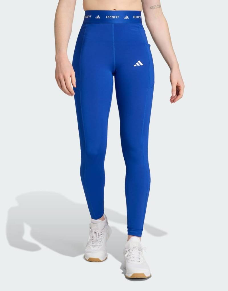 adidas Performance - Techfit - Regulär lange Leggings in Königsblau mit versteckten Taschen von adidas performance