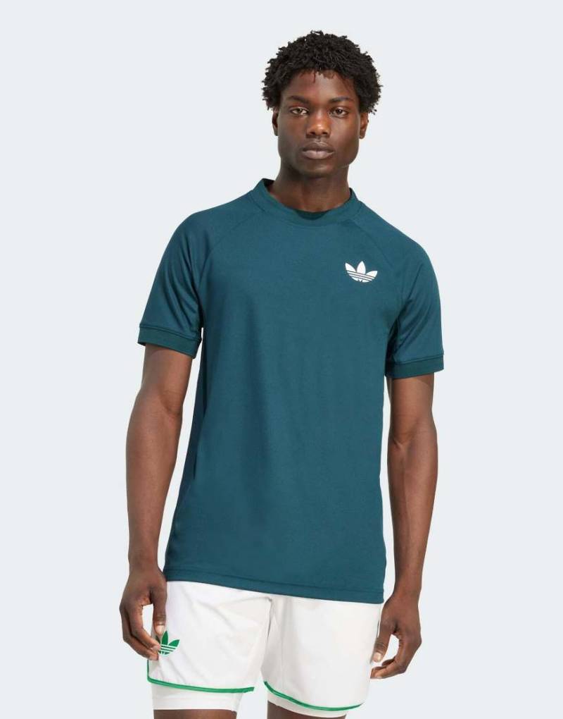adidas Performance - Tennis Pro Climacool+ Freelift - T-Shirt in Aurora Ivy-Grün von adidas performance