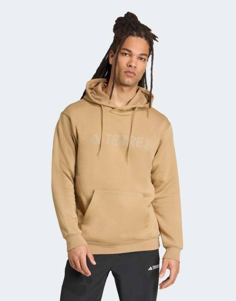 adidas Performance - Terrex Multi - Kapuzenpullover in Kartonbeige mit großem Logo-Brown von adidas performance