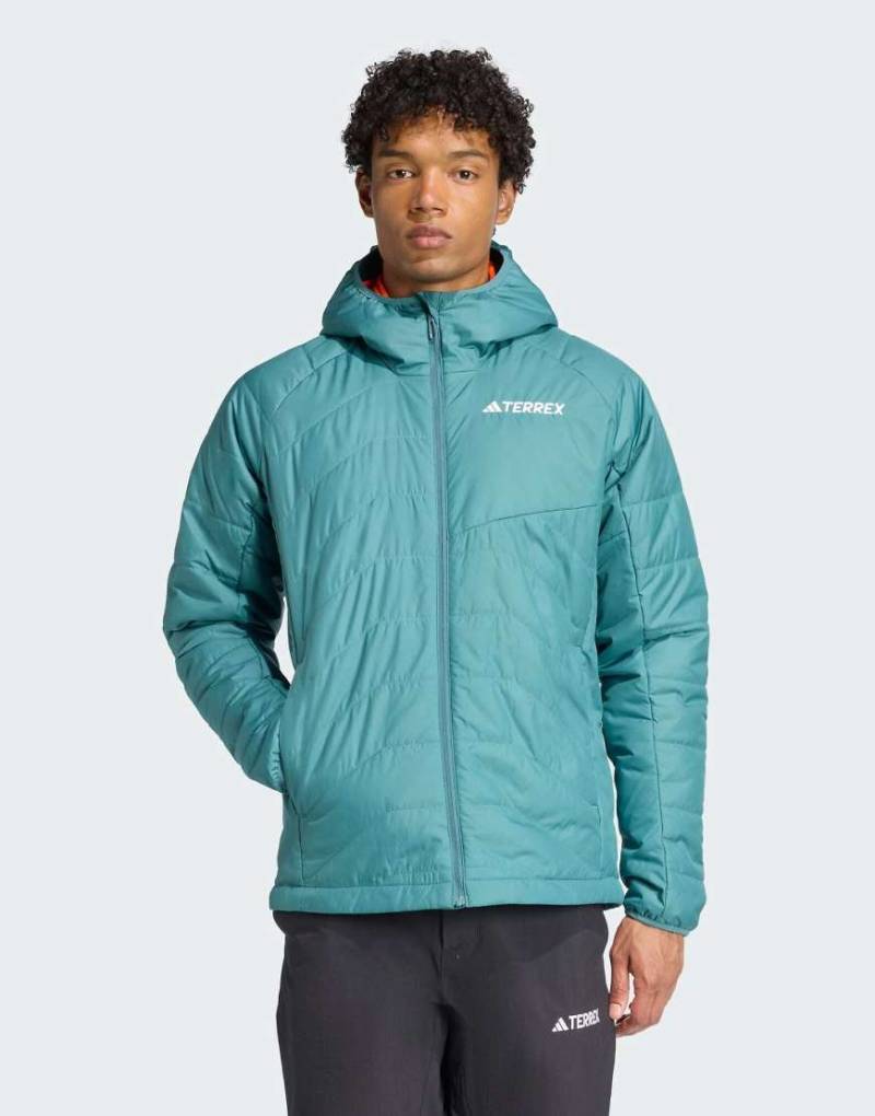 adidas Performance - Terrex Multi - Synthetisch gefütterte Jacke mit Kapuze in Preloved-Petrol-Blau von adidas performance