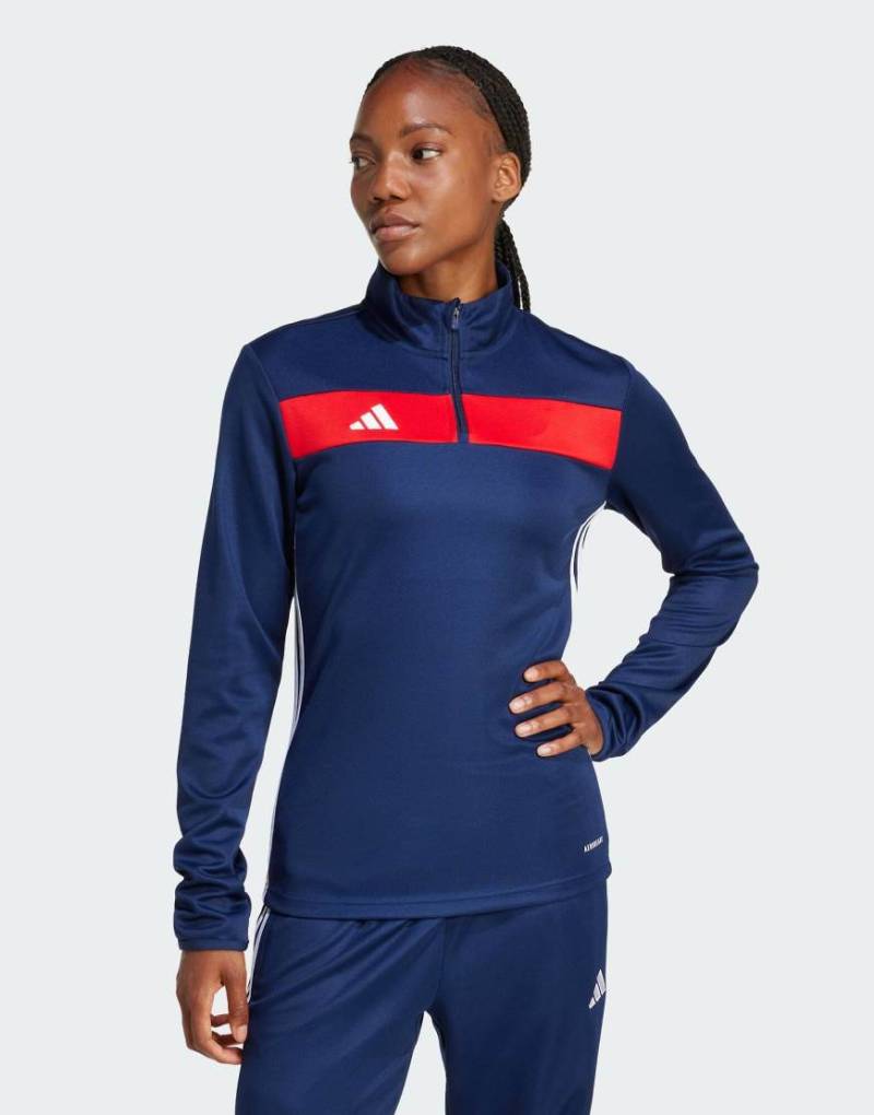 adidas Performance - Tiro 25 Essentials - Trainingsoberteil in Team Navy und Rot-Blau von adidas performance