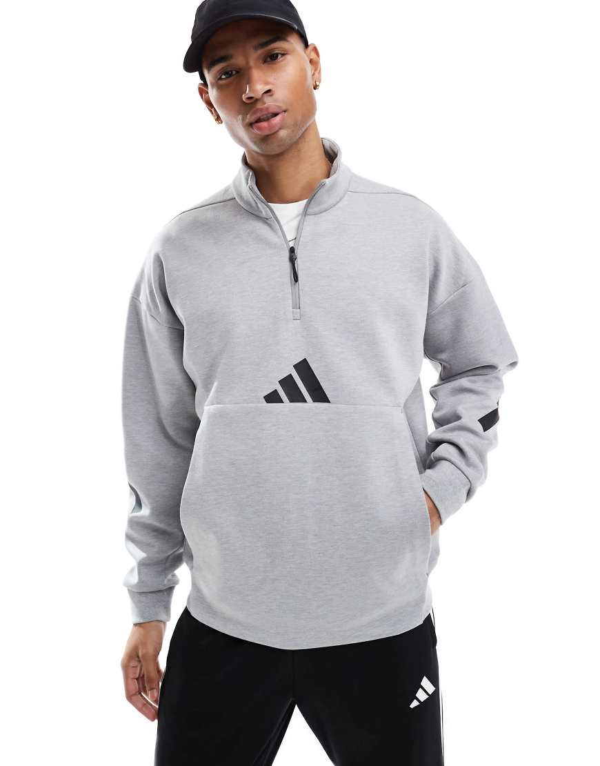 adidas Performance - Z. N.E. - Sweatshirt in Grau mit kurzem Reißverschluss von adidas performance