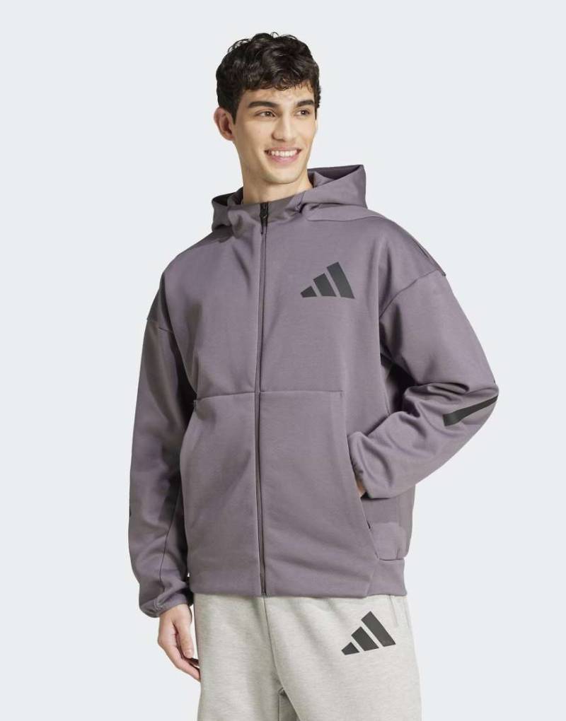 adidas Performance - Z. n.e. - Trainingsjacke in Grey Strata mit Reißverschluss und Kapuze-Grau von adidas performance