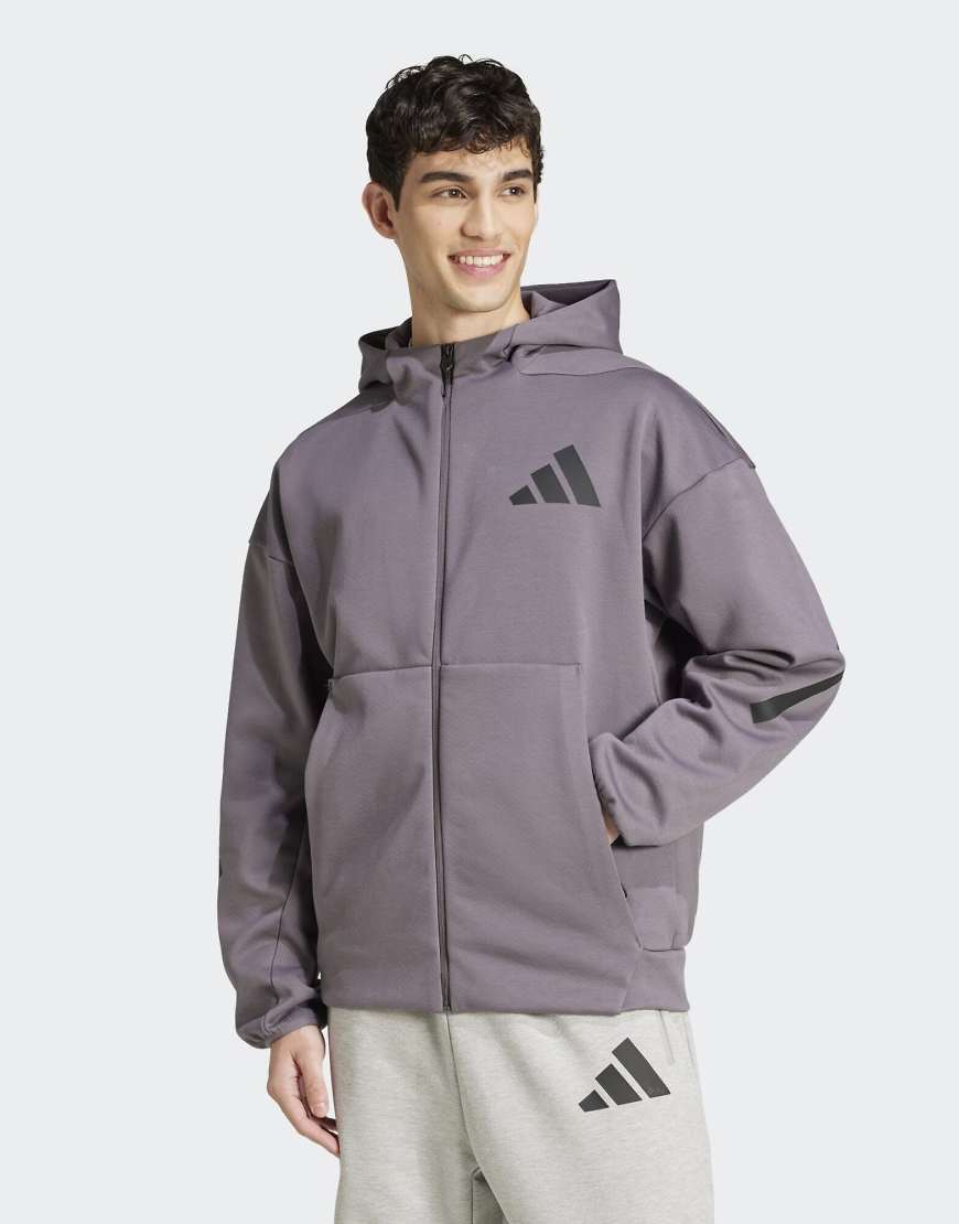 adidas Performance - Z. n.e. - Trainingsjacke in Grey Strata mit Reißverschluss und Kapuze-Grau von adidas performance