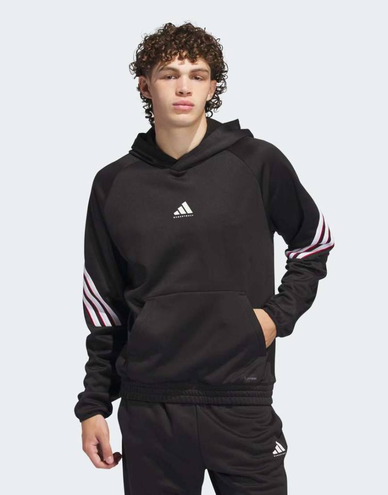 adidas Performance - adidas Basketball Crazy Warm - Kapuzenpullover aus Fleece in Schwarz / Weiß von adidas performance