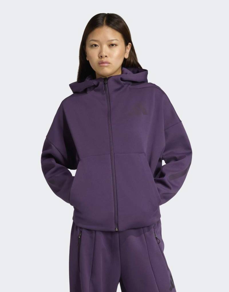 adidas Performance - adidas Z. N.E. - Kapuzenjacke mit Reißverschluss in Aurora-Pflaume-Lila von adidas performance