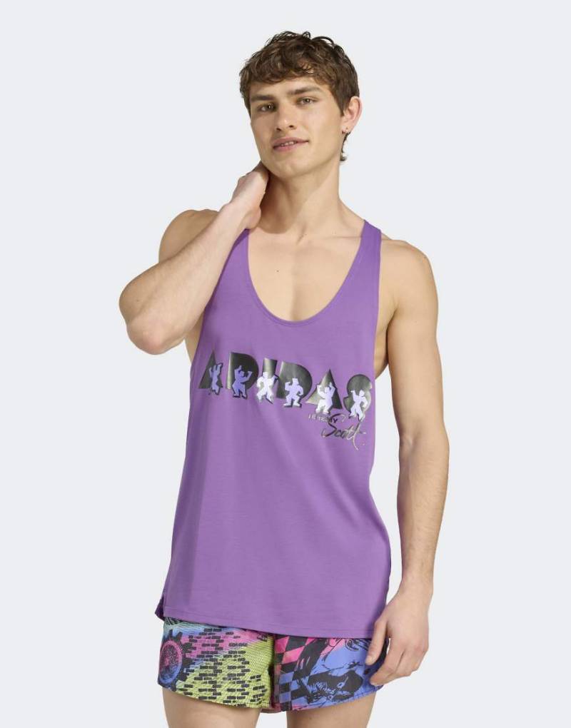 adidas Performance - adidas x Jeremy Scott - Tanktop in Active Purple-Lila von adidas performance