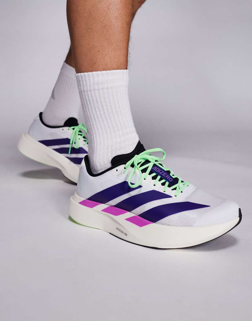 adidas Running - Adizero EVO SL - Sneaker in Weiß und Lila von adidas performance