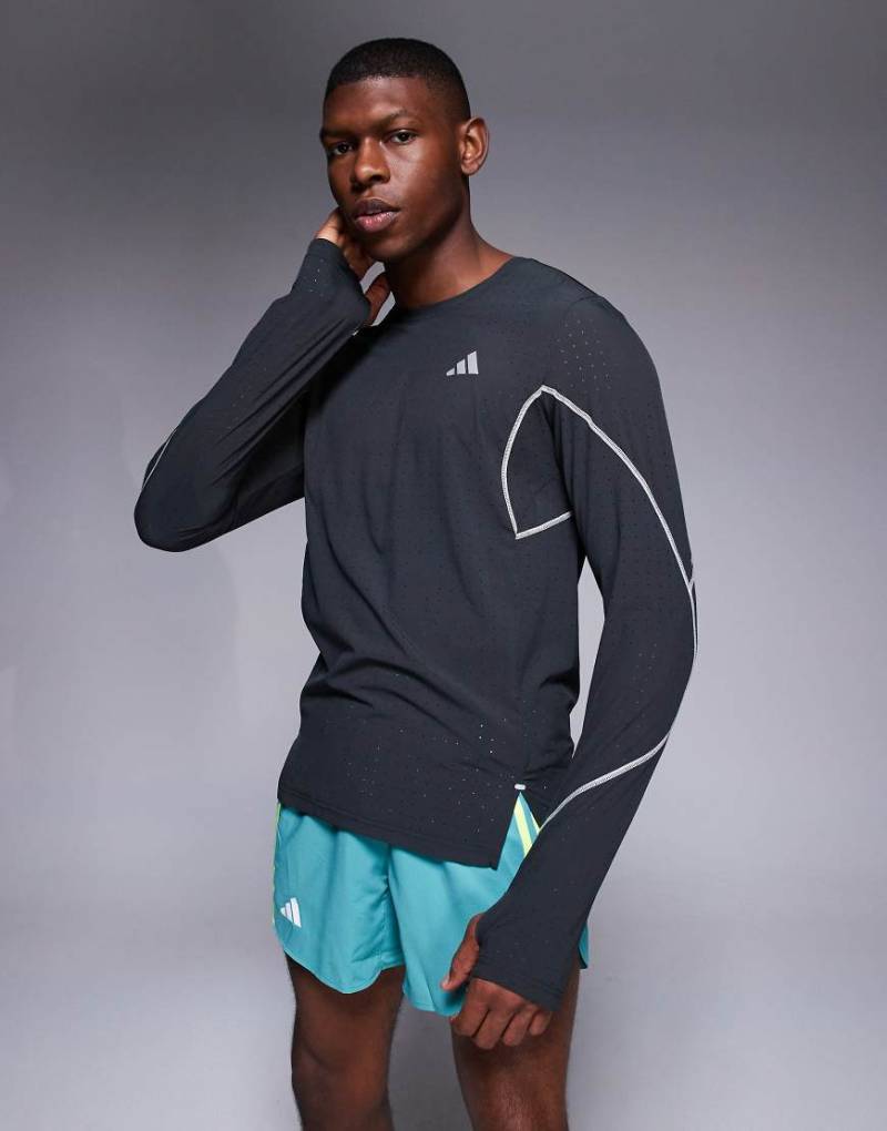 adidas Running - Adizero - Reflektierendes, langärmliges Oberteil in Schwarz von adidas performance
