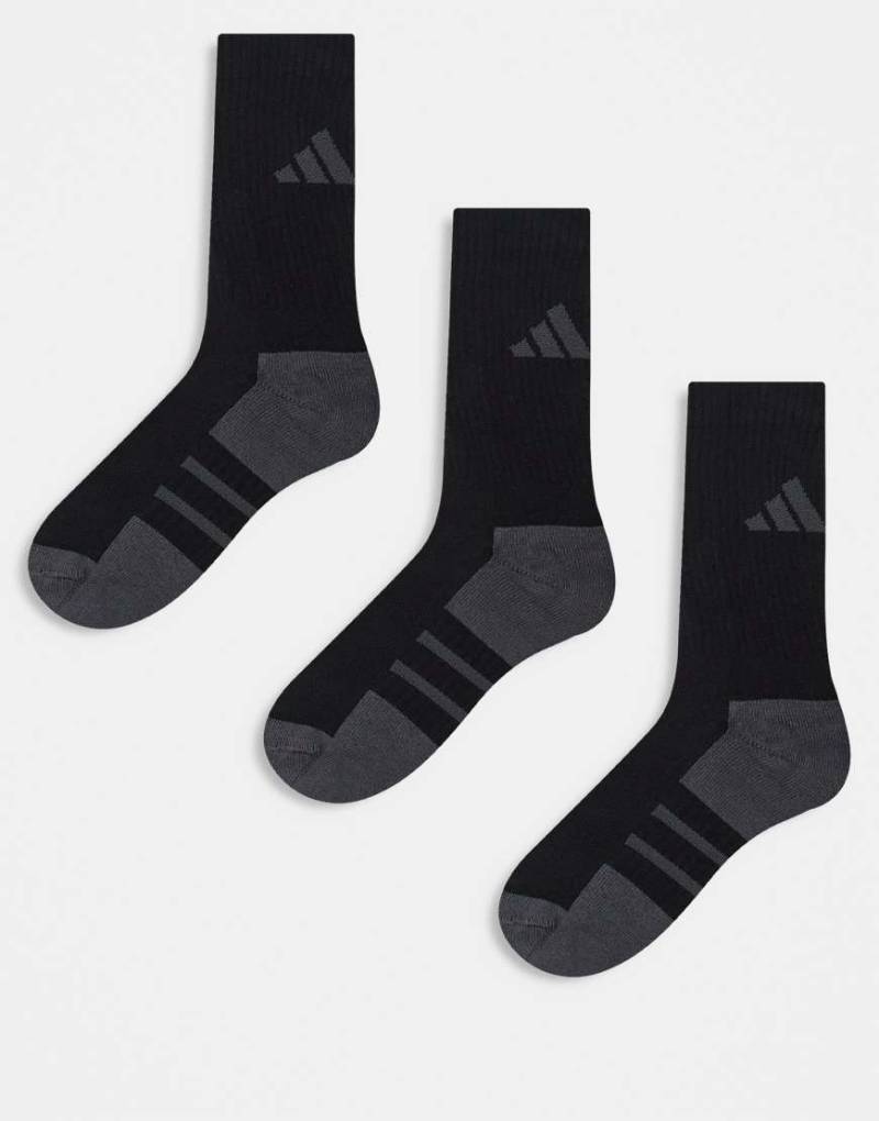 adidas - Running Essentials - 3er-Pack Crew-Socken in Schwarz und Grau von adidas performance