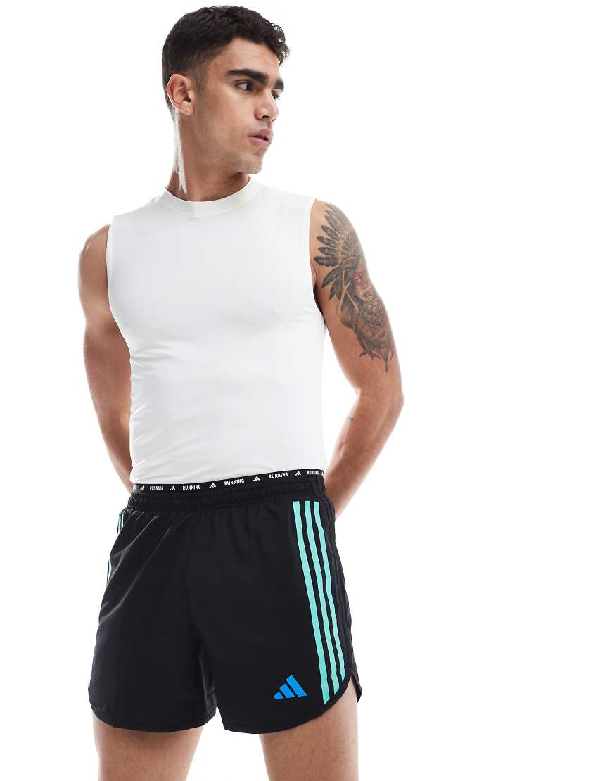 adidas Running - Follow The Line - Lauf-Shorts in Schwarz und Blau adidas Running - Follow The Line - Lauf-Shorts in Schwarz und Blau von adidas performance