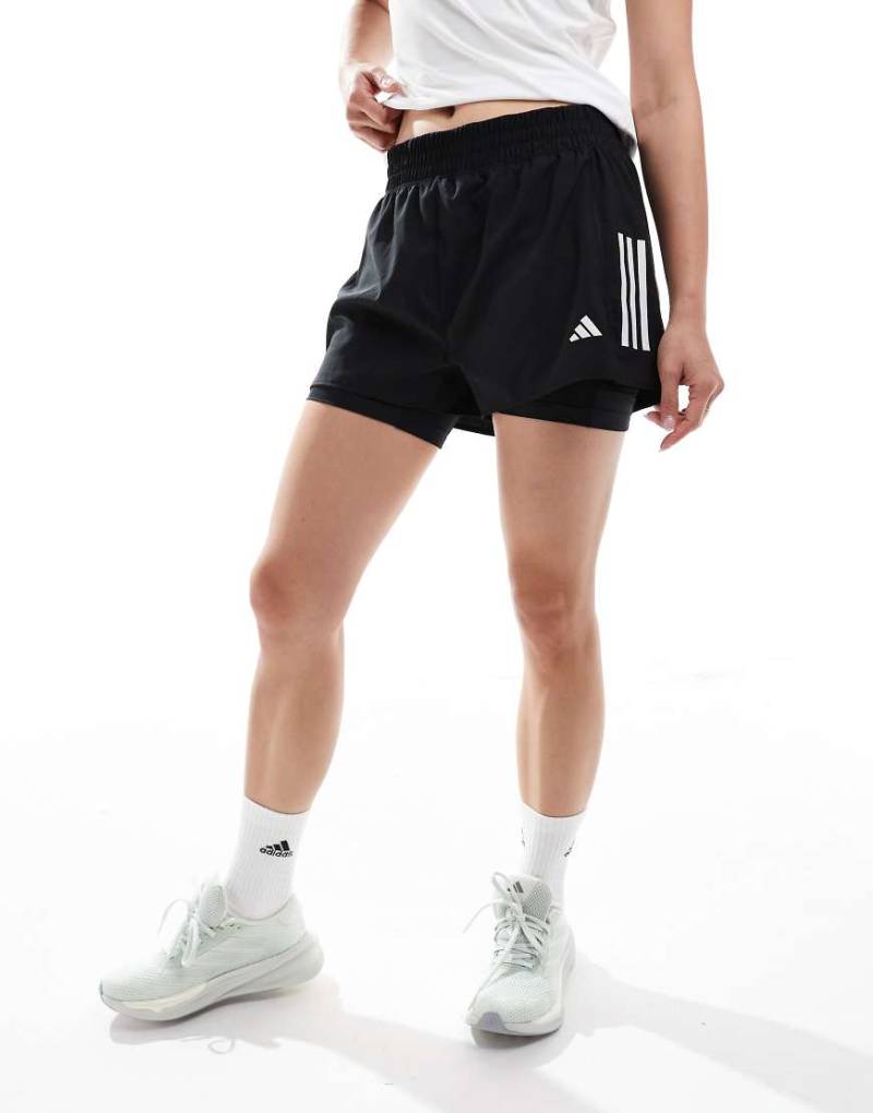 adidas Running - Own The Run - 2-in-1-Shorts in Schwarz mit 3 Streifen von adidas performance