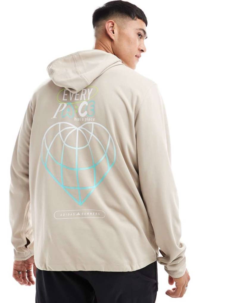 adidas Running - Own The Run - Kapuzenpullover in Beige-Weiß von adidas performance