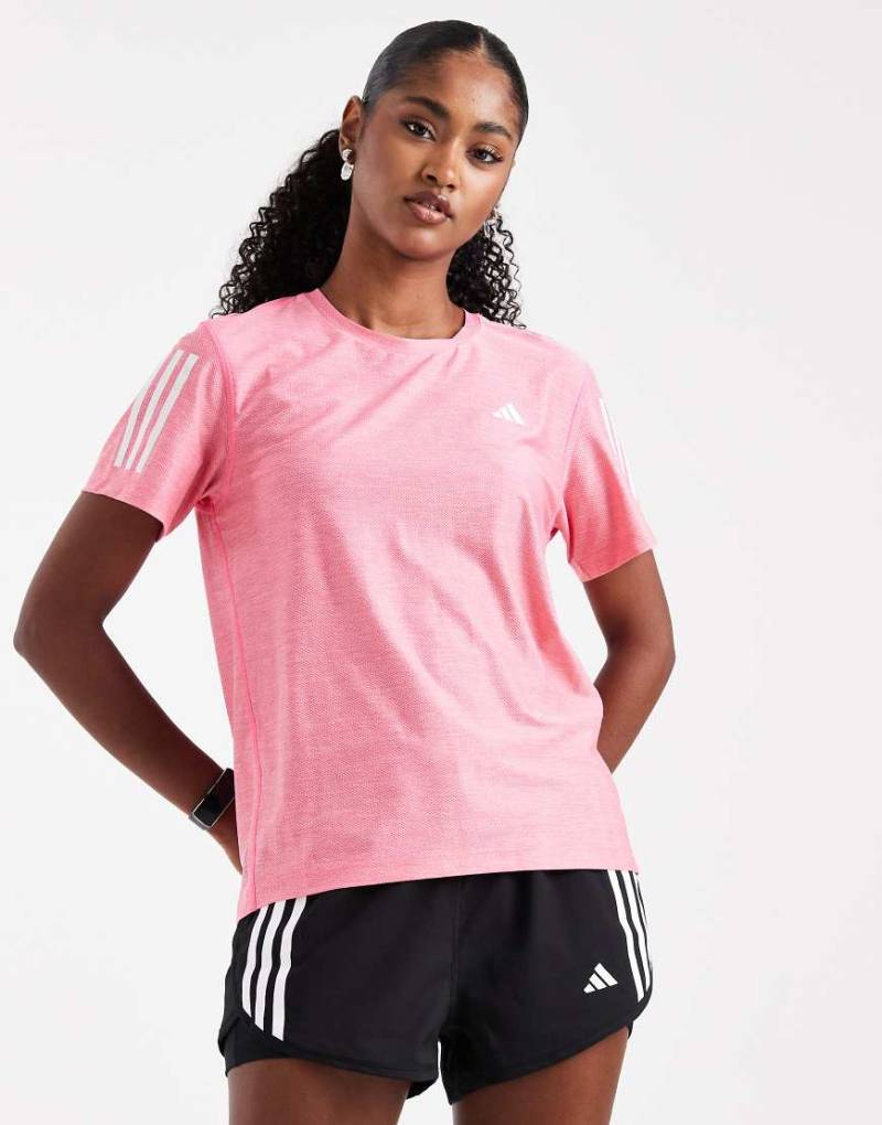 adidas Running - Own The Run - T-Shirt in Lucid Pink / Weiß-Rosa von adidas performance