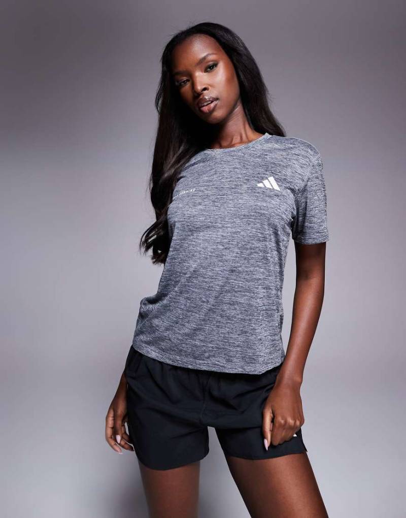 adidas Running - Own The Run - T-Shirt in meliertem Grau-Schwarz von adidas performance