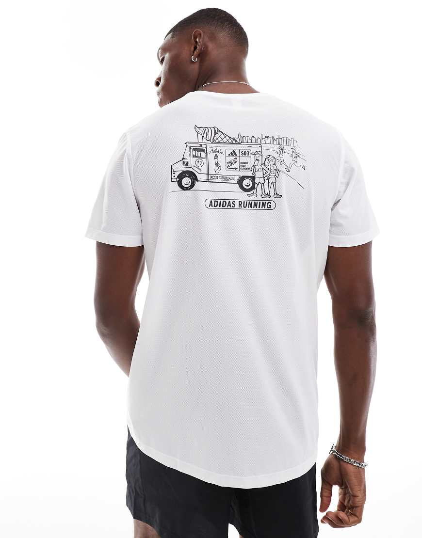 adidas Running - T-Shirt in Weiß mit Eiscreme-Print von adidas performance
