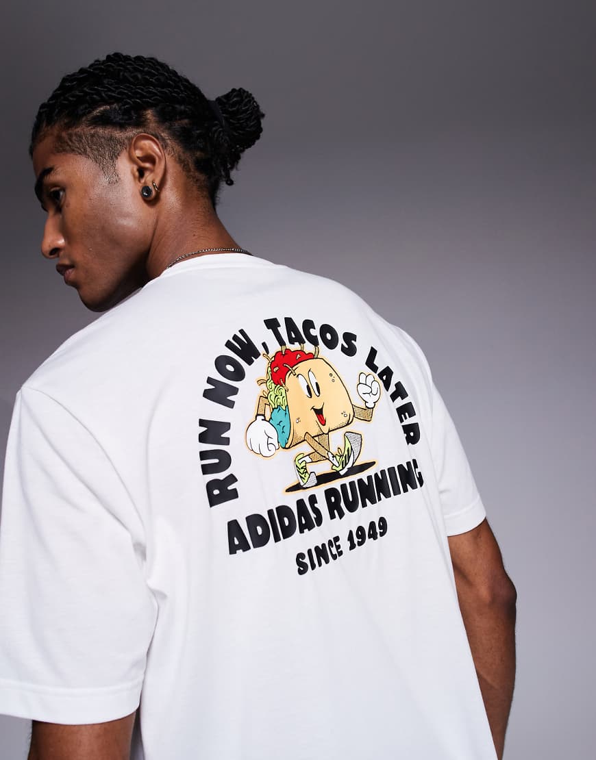 adidas Running - T-Shirt in Weiß mit Taco-Print von adidas performance