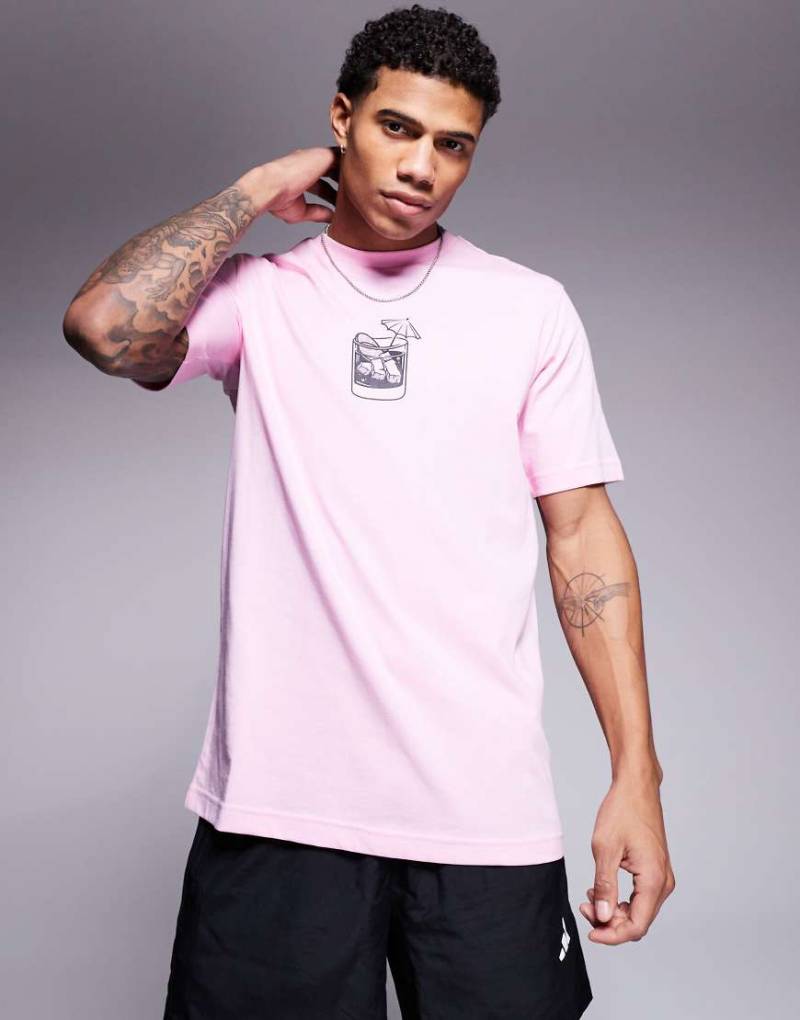 adidas Sportswear - T-Shirt in Rosa mit Drink-Print mit Eiswürfeln von adidas performance