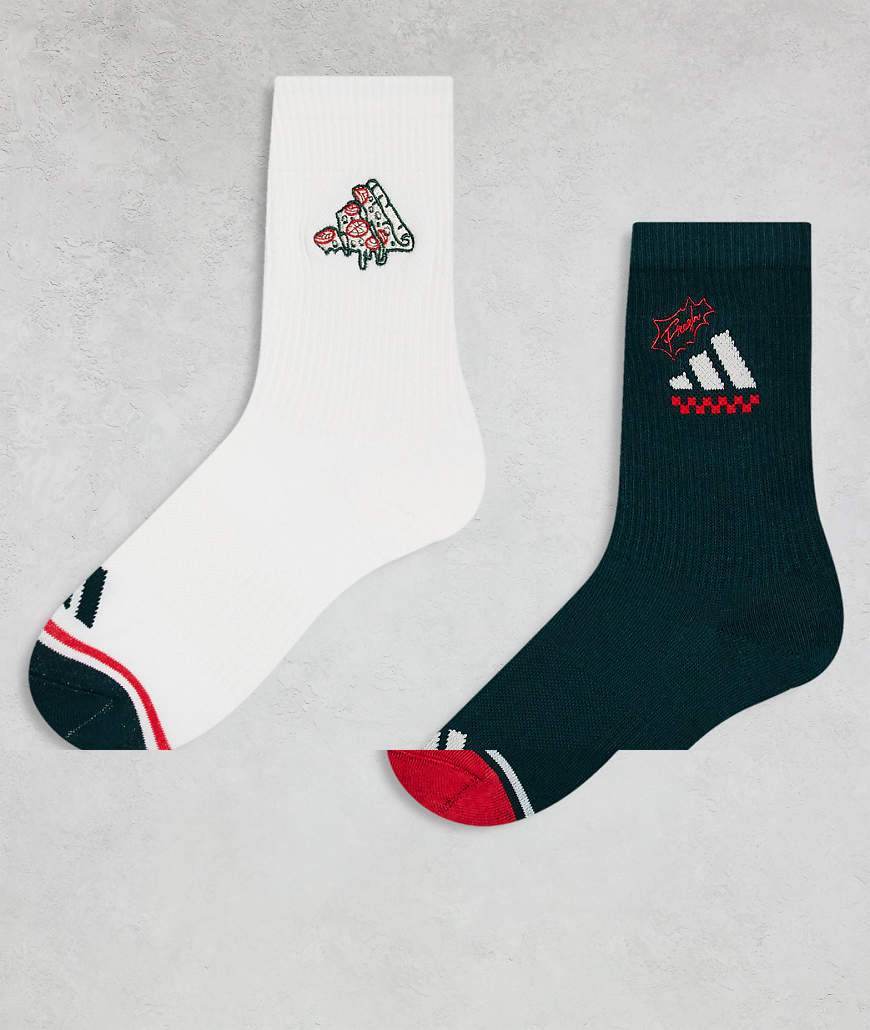 adidas Training - 2er-Pack Socken mit Pizza-Motiv-Schwarz von adidas performance