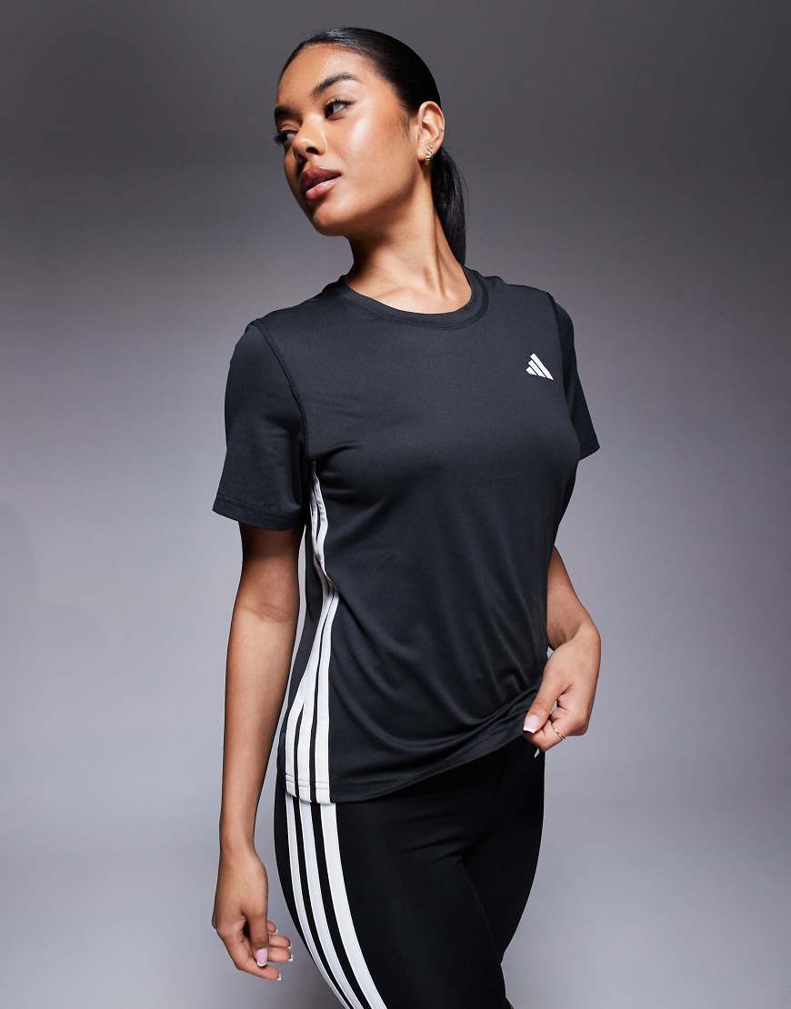 adidas - Training 3 - Gestreiftes T-Shirt in Schwarz von adidas performance