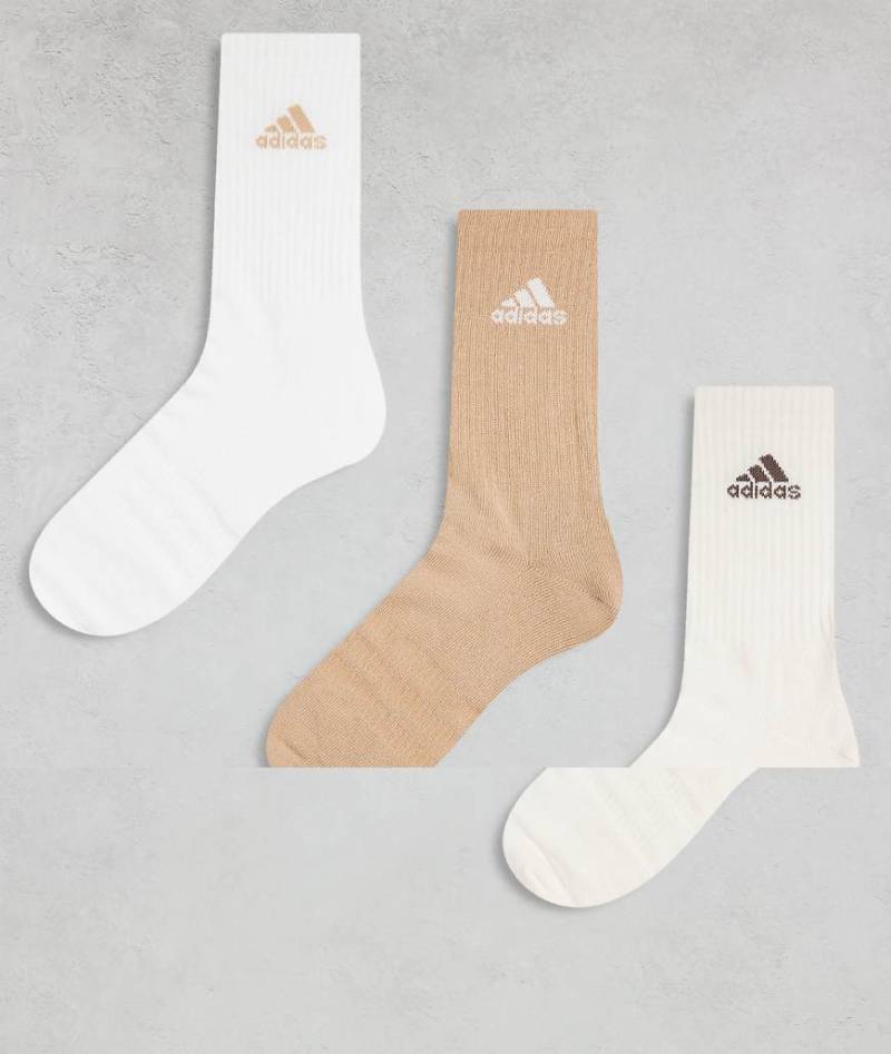adidas Training - 3er-Pack Crew-Socken in Braun, Weiß und Cremeweiß von adidas performance