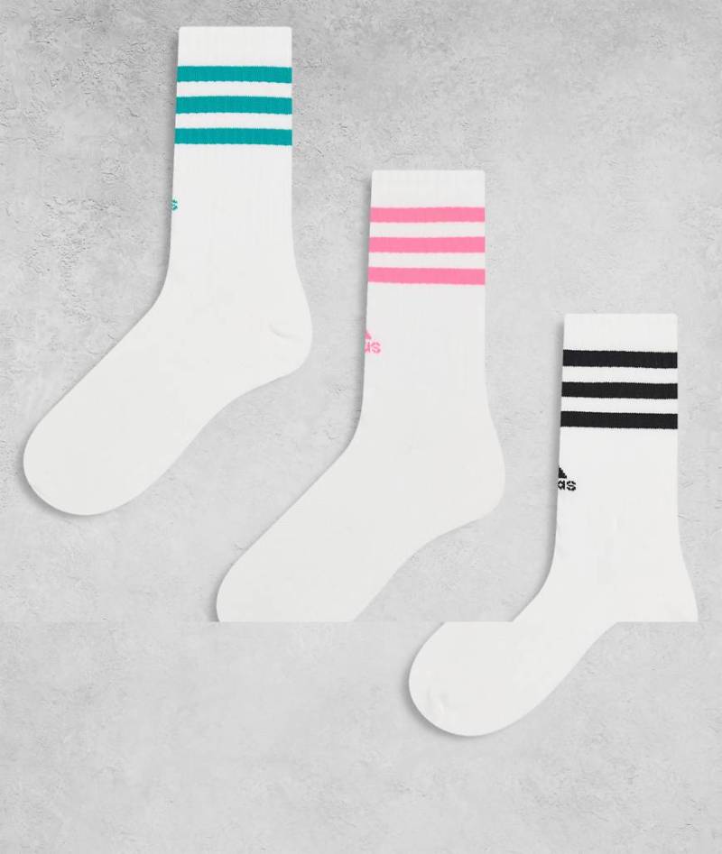 adidas Training - 3er-Pack Crew-Socken mit 3 Streifen in mehreren Farben-Weiß von adidas performance