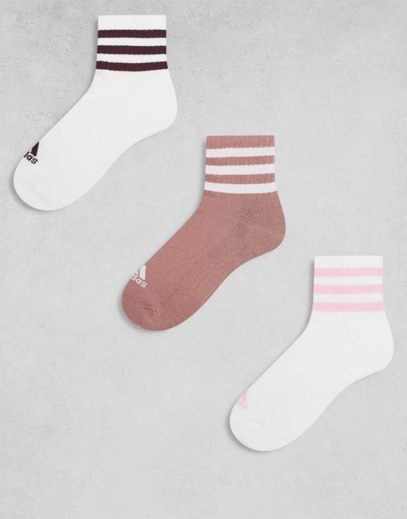 adidas Training - Essential - 3er-Pack mittelhohe Socken in Weiß und Ton mit den 3 Streifen-Bunt von adidas performance