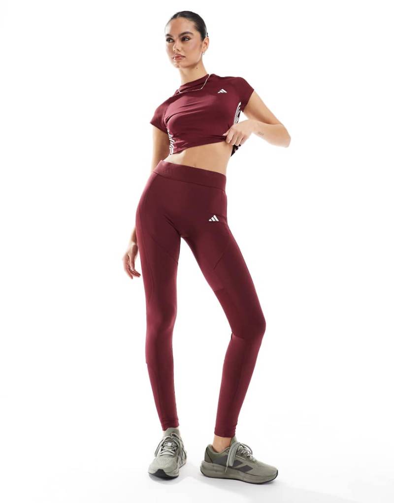adidas Training - Hyperglam - Leggings in Burgunderrot in regulärer Länge von adidas performance