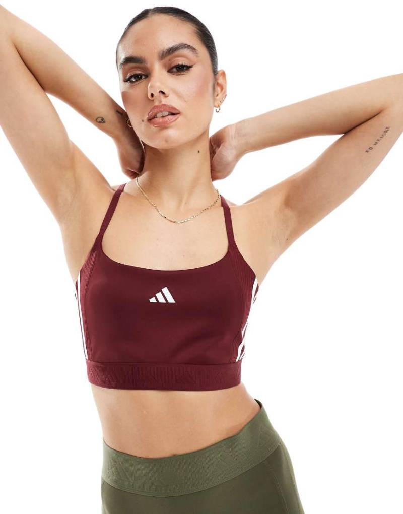 adidas Training - Hyperglam - Sport-BH in Burgunderrot mit leichter Stützfunktion von adidas performance