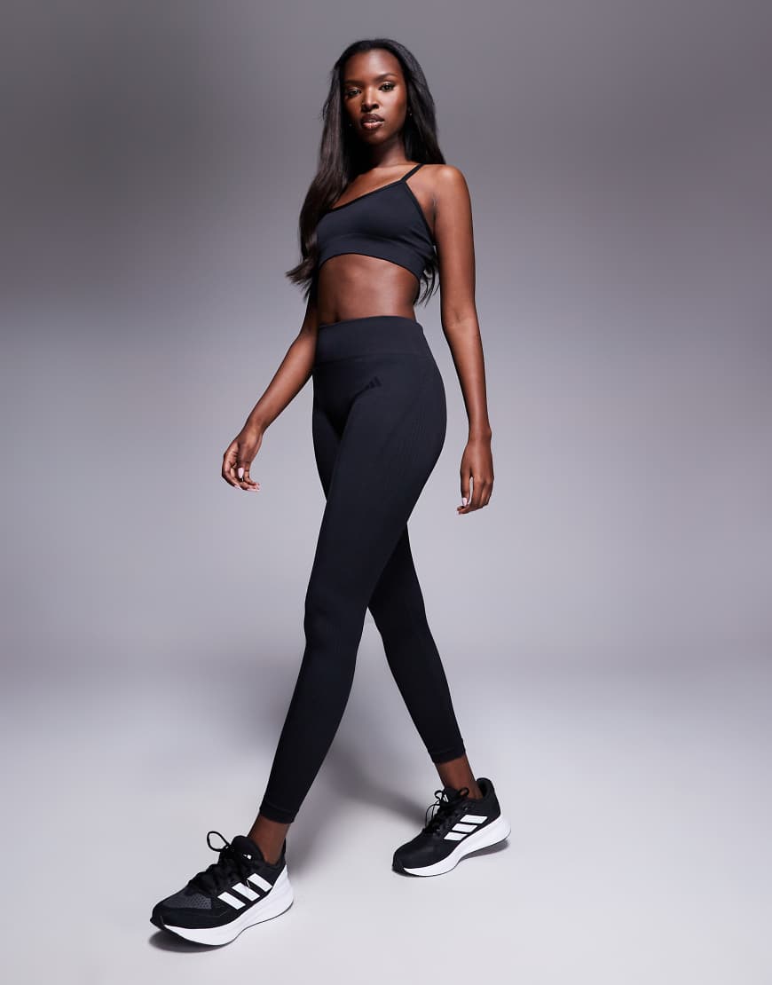 adidas Training - Lange, gestrickte Leggings in Schwarz von adidas performance