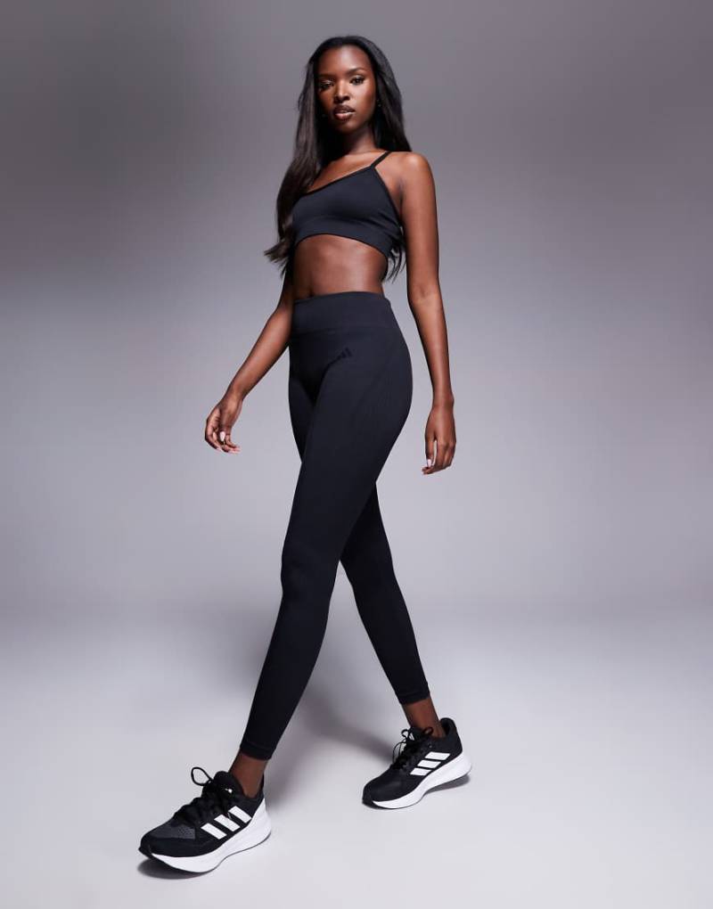 adidas Training - Lange, gestrickte Leggings in Schwarz von adidas performance