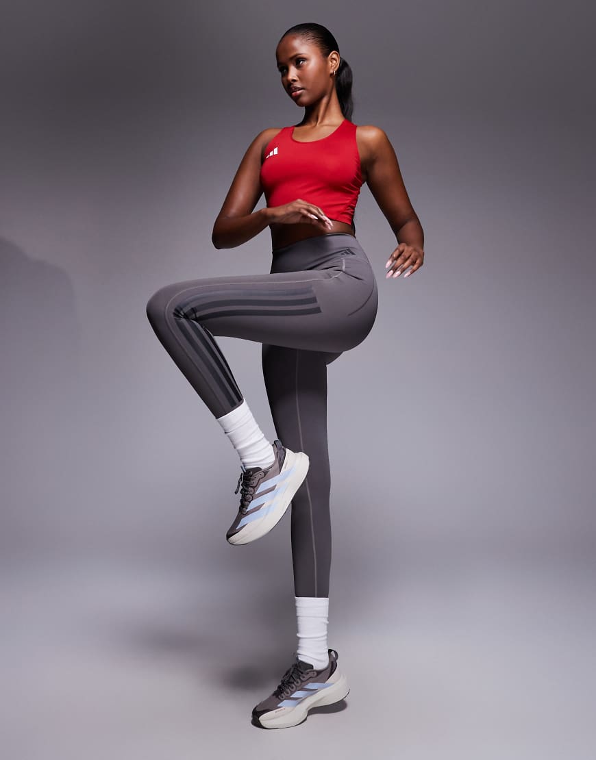 adidas Training - Optime - 7/8-Leggings in Dunkelgrau mit den 3 Streifen von adidas performance