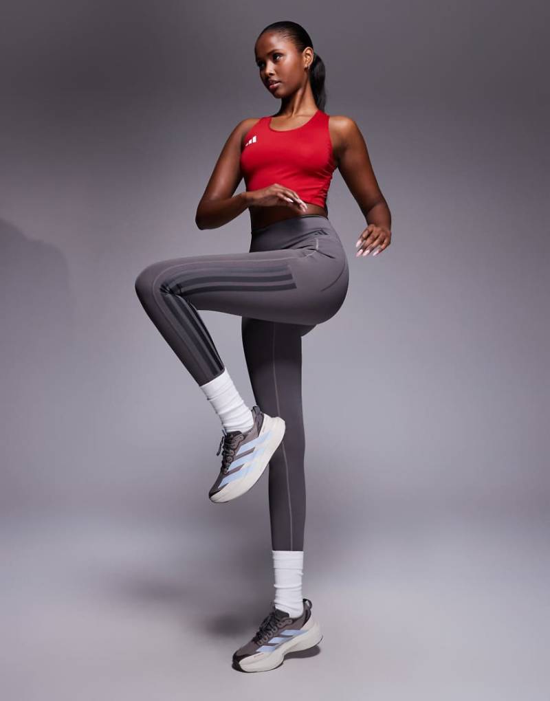 adidas Training - Optime - 7/8-Leggings in Dunkelgrau mit den 3 Streifen von adidas performance