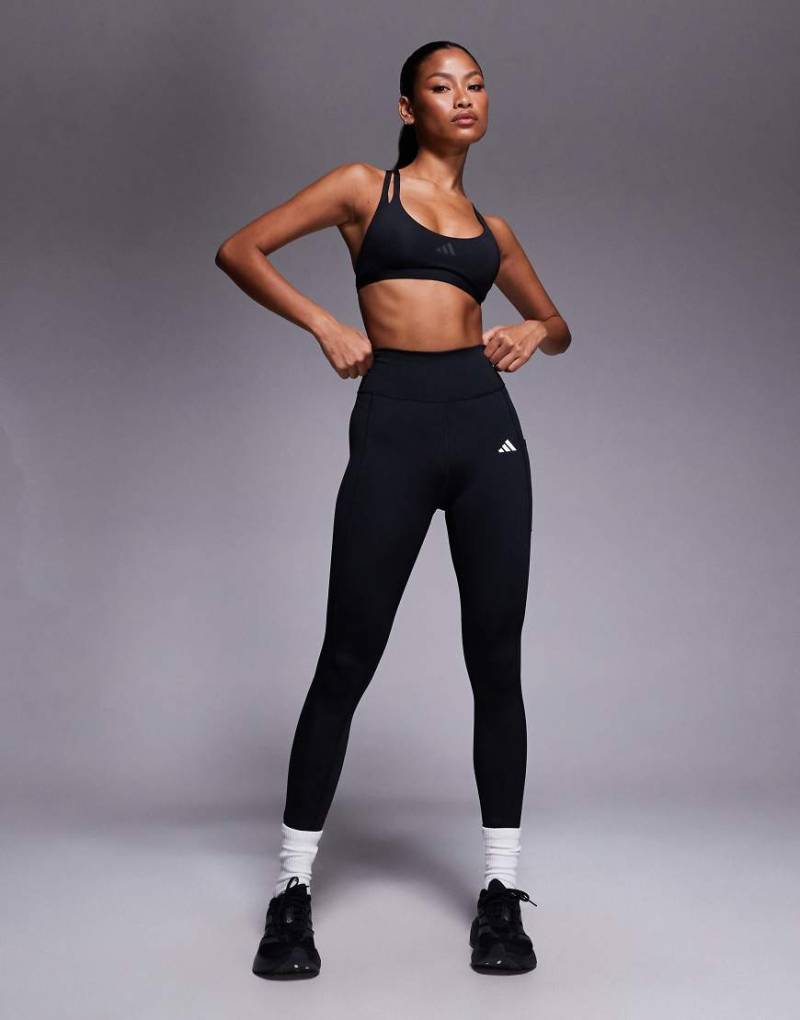 adidas Training - Optime - Gerippte 7/8-Leggings in Schwarz von adidas performance
