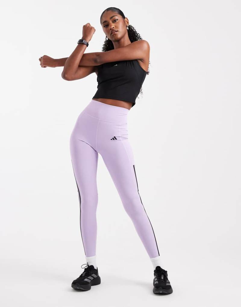 adidas Training - Optime - Lange Leggings in Powder Plum mit den 3 Streifen-Lila adidas Training - Optime - Lange Leggings in Powder Plum mit den 3 Streifen-Lila von adidas performance