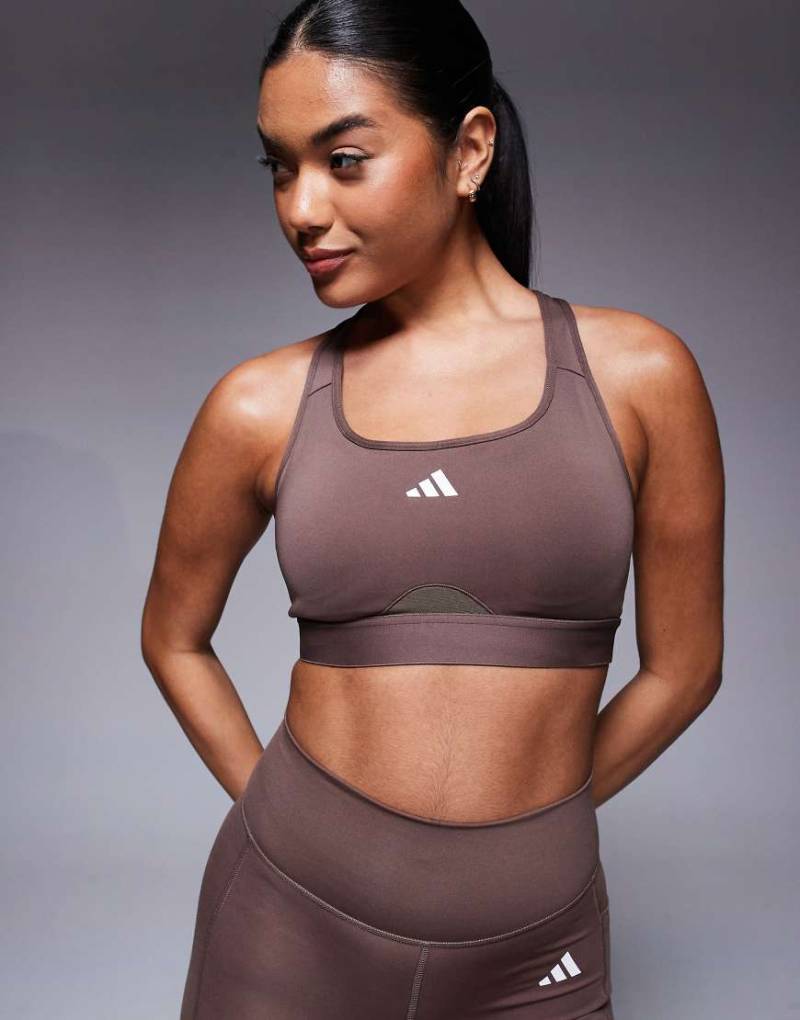 adidas Training - PWRCT - Sport-BH in Dunkelbraun mit hoher Stützfunktion von adidas performance