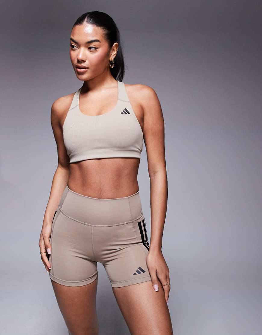 adidas Training - Power - Sport-BH in Kreidebraun mit mittlerer Stützfunktion von adidas performance