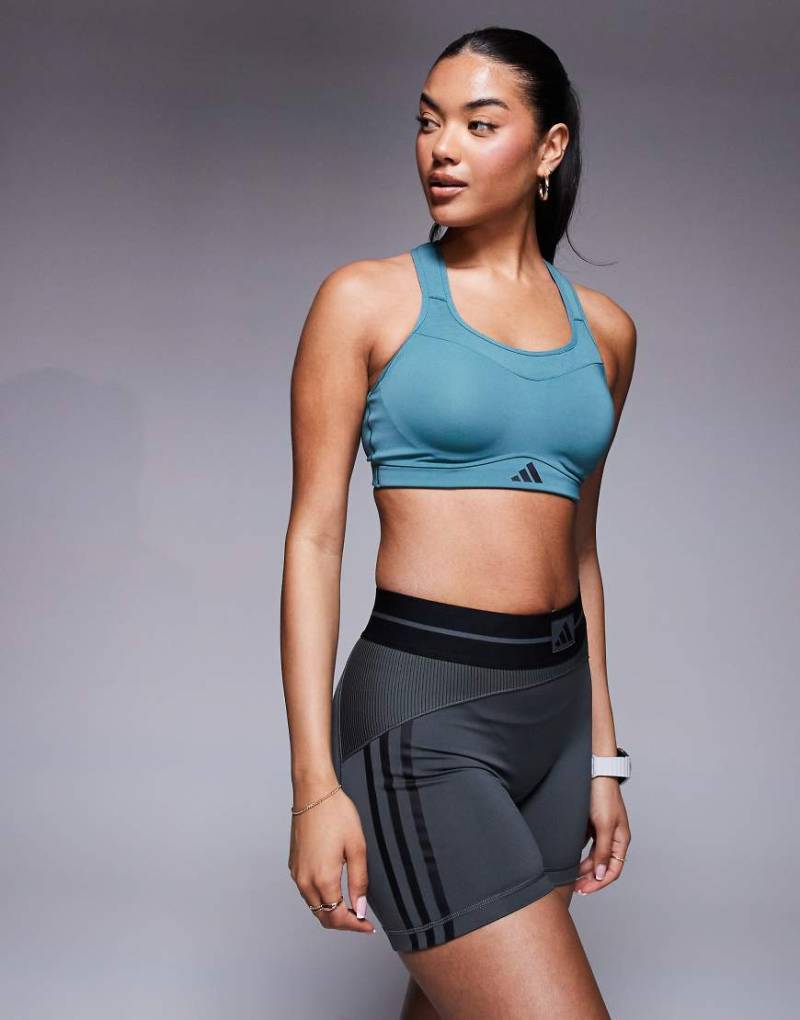 adidas Training - Strength - Sport-BH in Petrol mit hoher Stützkraft-Grün von adidas performance